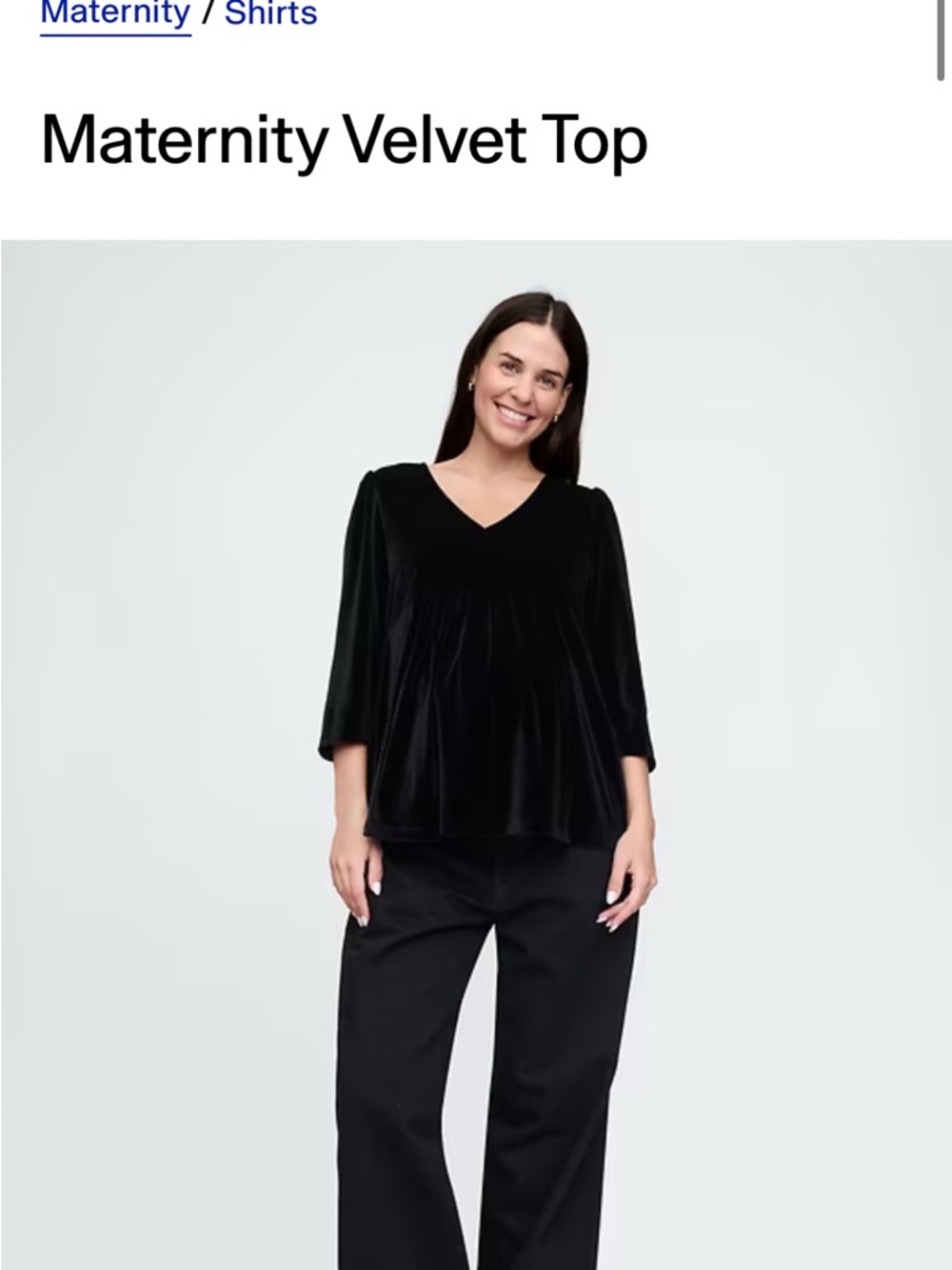 GAP Black Velvet V-Neck Maternity Top